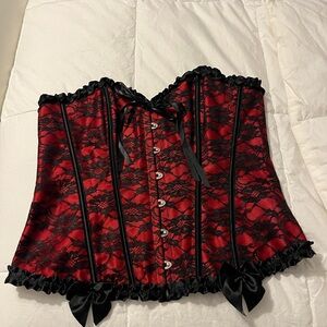 Elegant Red and Black Lace Corset